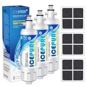 ICEPURE ADQ36006101 Replacement for LG LT700P, Kenmore Elite 9690, ADQ36006102, RFC 1200A, 46-9690 469690, ADQ36006101-S, LFXS30766S, WSL-3, FML-3, Refrigerator Water and LT120F Fresh Air Filte,3Combo