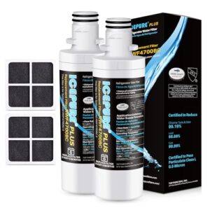 ICEPURE PLUS ADQ747935 NSF 53&42 Certified Replacement for LG LT1000P MDJ64844601, Kenmore Elite 9980, LT1000PC ADQ74793501 LT1000 RWF4700A RWF4700AB Refrigerator Water and LT120F Air Filter,2Combo