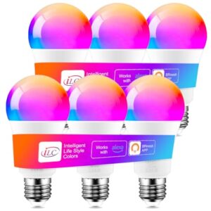 ILC Alexa Light Bulbs (120 Watt Equivalent) Smart Light Bulbs Compatible with Alexa Only, 1200 Lumens, Color Changing, Color Temperature Tunable 2700K-6000K(6 Pack)