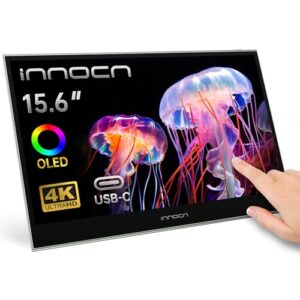INNOCN 15.6″ Portable Monitor OLED Touch Second Screen for Photo Editing with 4K, 100% DCI-P3, 100000:1, 10Bits, USB C External Monitor for Laptop,PC, Phone,Consoles, Brown