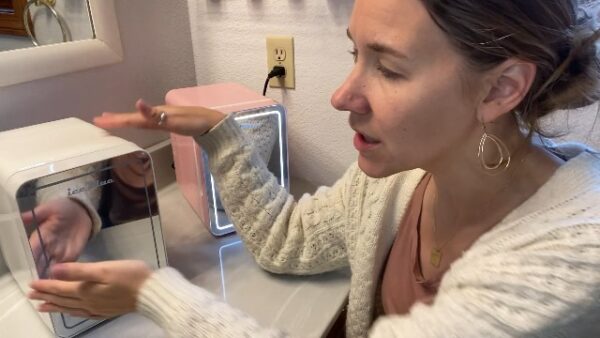 Iceblue Skincare Fridge With Dimmable LED Light Mirror, Mini Beauty Refrigerator, Thermoelectric Cooling Function for Cosmetics and Skincare, AC & DC, 4L- Baby Pink - Image 7