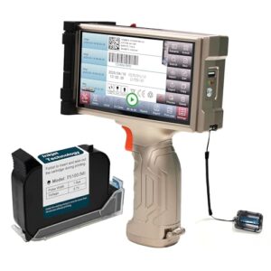 Industrial Handheld Inkjet Printer with 1200 DPI Precision, 0.5 inch Print Height 6.5 Inch Touchscreen for Text/Barcode/Logo/QR/Counter/Batch Number/Date on Any Surface (PRX 880)