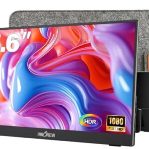 InnoView Portable Monitor 15.6″ 1080P Portable Monitors for Laptop with Protective Sleeve Built-in 90° Adjustable Stand USB C HDMI Ultra-Slim Portable Laptop Monitor for MacBook Phone PS Xbox Switch