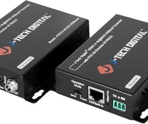 J-Tech Digital 4K HDBaseT HDMI Extender Over Cat5e/6 Ethernet up to 230ft (1080P) 130ft (4K), Supports HDCP 2.2/1.4, RS232, Bi-Directional IR and PoC