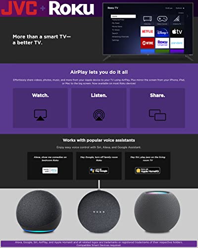 JVC 32-Inch 720p HD LED Roku Smart TV with Voice Control App, Airplay, Screen Casting, & 300+ Free Streaming Channels (LT32MAW2) - Image 5