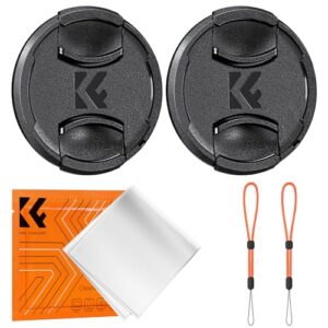 K&F Concept 55mm Front Lens Cap Cover Kit, 5-in-1 Center Pinch Lens Cover + Anti-Loss Keeper + Microfiber Cleaning Cloth Compatible with Canon, Nikon, Sony, Fujifilm Camera Lenses with 55mm Thread