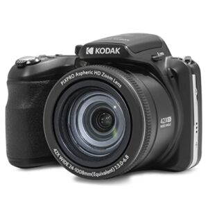KODAK PIXPRO AZ425-BK 20MP Digital Camera 42X Optical Zoom 24mm Wide Angle Lens 1080P Full HD Video Optical Image Stabilization Li-Ion Battery 3″ LCD Vlogging Camera (Black)
