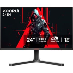 KOORUI 24 Inch Computer Monitor -FHD 1080P Gaming Monitor 165Hz VA 1ms, AdaptiveSync Technology, LED Monitors with Ultra-Thin, HDMI X2 /DP, VESA Compatible, Tilt Adjustable, Eye Care 24E4