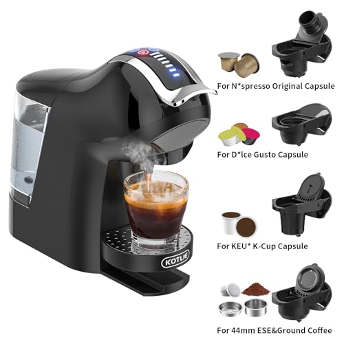 KOTLIE Espresso 5in1 Single Serve Coffee Maker, 19Bar Cappuccino&Latte Maker, Cold&Hot Brewing Coffee Machine for K*cup/NES*presso Original/D*olce G*usto/Ground Coffee/44mm ESE(Black) - Image 4