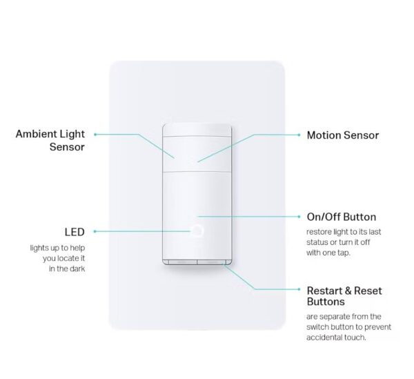 Kasa Smart Motion Sensor Switch, Single Pole, Needs Neutral Wire, 2.4GHz Wi-Fi Light Switch, Works with Alexa & Google Assistant, UL Certified, No Hub Required(KS200MP2),White,2-Pack - Image 4