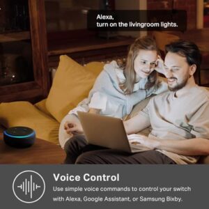 Kasa Smart Light Switch HS200-BL, Single Pole,Neutral Wire Required, 2.4GHz Wi-Fi Light Switch Compatible with Alexa and Google Home, UL Certified, No Hub Required, Black