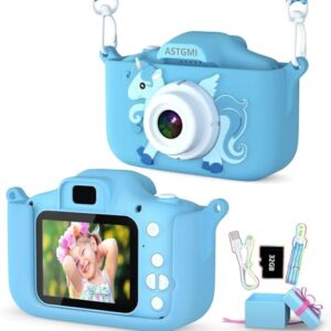 Kids Camera,Upgrade HD Digital Camera for Toddlers, Kid Camera Toys for 4 Year Old Girls Boys, Christmas Birthday Gifts for Age 3 4 5 6 7 8 9 10 Year Old with 32GB SD Card & Silicone Cover (Blue)