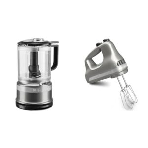 KitchenAid 5 Cup Food Chopper – KFC0516, Contour Silver & 5-Speed Ultra Power Hand Mixer – KHM512, Contour Silver
