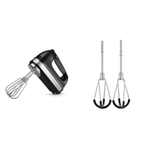 KitchenAid 9-Speed Digital Hand Mixer with Turbo Beater II Accessories and Pro Whisk – Onyx Black | KitchenAid Flex Edge Beater Accessory for Hand Mixer, One Size, Stainless Steel