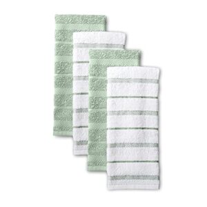 KitchenAid Albany Kitchen Towel 4-Pack Set, Pistachio/White, 16″x26″