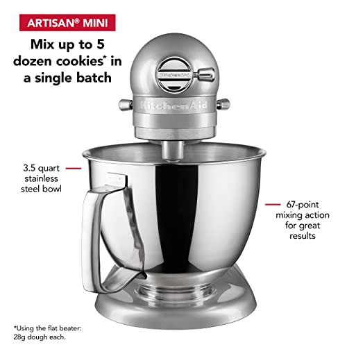 KitchenAid Artisan Mini 3.5 Quart Tilt-Head Stand Mixer - KSM3316X - Contour Silver and KitchenAid 3.5 Quart Tilt-Head Glass Bowl - KSM35GB - Image 5
