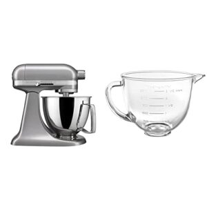 KitchenAid Artisan Mini 3.5 Quart Tilt-Head Stand Mixer – KSM3316X – Contour Silver and KitchenAid 3.5 Quart Tilt-Head Glass Bowl – KSM35GB