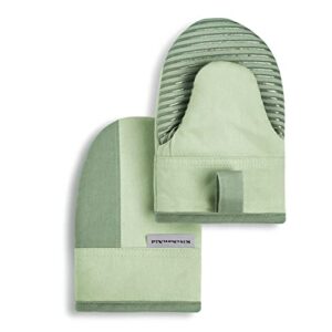 KitchenAid Beacon Two-Tone Non-Slip Mini Oven Mitt Set, Pistachio/Graphite Green, 5.5″x8″, 2 Piece