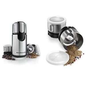 KitchenAid Blade Coffee and Spice Grinder Combo Pack – Onyx Black | KitchenAid Bcgsga Spice Grinder Accessory Kit, Stainless Steel 2 oz, Silver