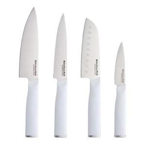 KitchenAid Chef Set with Custom-Fit Covers, Sharp Kitchen Knife, High-Carbon Japanese Stainless Steel Blade, 4 Piece, Multicolor