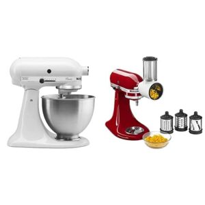 KitchenAid Classic Series Stand Mixer 4.5 Q and Fresh Prep Slicer/Shredder Attachment, White