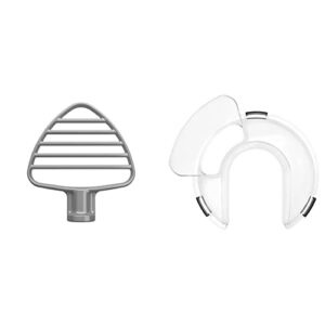 KitchenAid Pastry Tilt Head Stand Mixer Beater Attachment, Silver + KitchenAid KSMTHPS Secure Pouring Shield