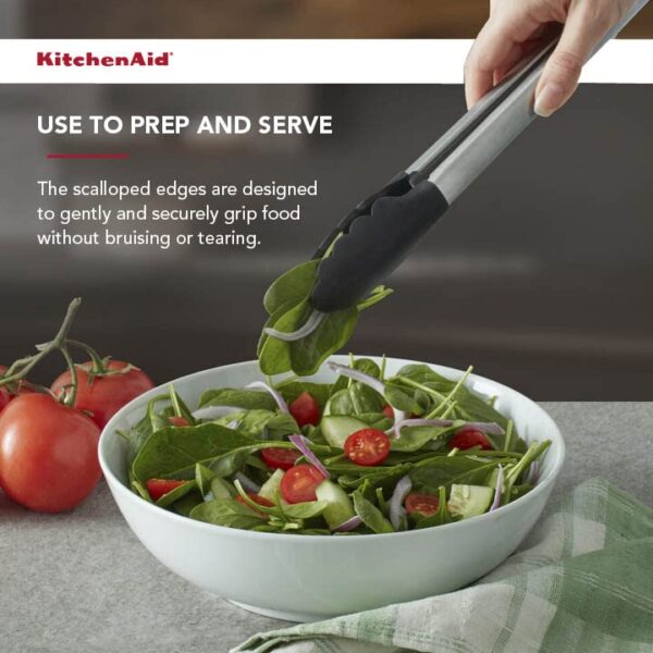 KitchenAid Silicone Tipped Stainless Steel Tongs, 12 Inch, Black - Image 6