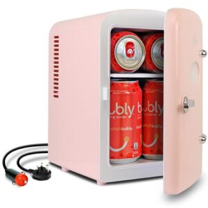 Koolatron Mini Fridge – 6 Can Refrigerator for Bedroom Office, Portable Table Top Beverage Cooler, 12V 110V Refrigerador For Drinks, Soda, Wine, Breast Milk, Use In Car, Dorm, Outdoor, Patio