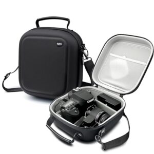 Krypthos Travel Camera Storage Case Compatible with Canon EOS Rebel T7/ R100/ R50/ 90D/ 2000D Nikon D7100/ D7500 Sony Alpha ZV-E10, Camera Protective Storage Holder Organizer Bag Carrying Bag
