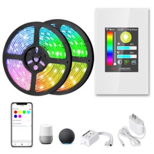 LANBON L8-HLS 32.8FT Smart LED Strip Lights&LCD Wall Control Switch Panel,Smart LED Rope Lights Work W/Alexa/Google Home,WiFi RGB DIY Light Strip Brightness/Colors/Color Changing for Indoor,Room Decor