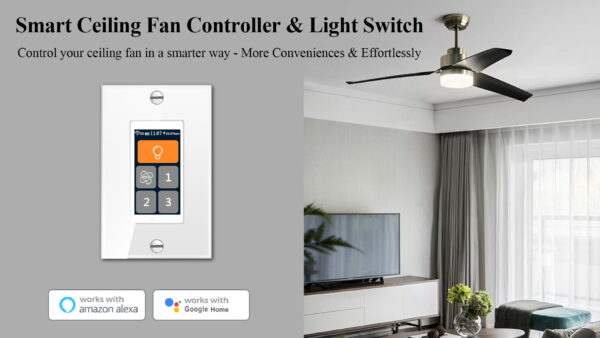 LANBON L9-HF LCD Smart Ceiling Fan Light Switch Combo, Smart Fan Switch Customized 3 Speed, Glass Touch Ceiling Fan Wall Controls with Remote Works w/Alexa & Google Home, Neutral Wire Required - Image 8