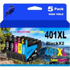 LC401XL Ink Cartridges for Brother Printer LC401 401 XL Compatible for MFC-J1010DW MFC-J1012DW MFC-J1170DW Printer 4 Pack (1 Black, 1 Cyan, 1 Magenta, 1 Yellow)