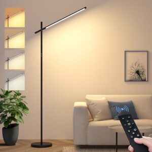 LED Corner Floor Lamp, 360°Rotating Head, Super Bright 1800LM Dimmable Minimalist Floor Lamps with Remote Control,3000K-6000K Modern Corner Light,67″ Tall Standing Lamp for Living Room,Bedroom,Office