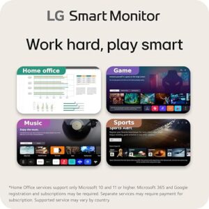 LG 25SR50F-W Smart Monitor 25-Inch (1920×1080) IPS Display, webOS, ThinQ Home Dashboard, ThinQ App, Remote Control, x2 Built-in Speakers, AirPlay 2 Screen Share Bluetooth, White
