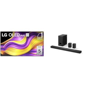 LG 77″ OLED evo G5 4K AI TV, S90TR 7.1.3-Channel OLED evo TV Matching Home Theater Soundbar with Rear Surround Speakers and Wireless Subwoofer, Wow Orchestra, Dolby Atmos