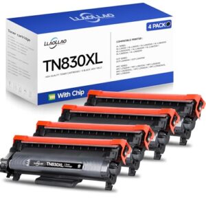 LLAOLLAO TN830XL Toner Cartridges Replacement for Brother TN830XL TN-830XL Toner TN830 XL Work for HL-L2405W HL-L2460DW HL-L2400D HL-L2480DW MFC-L2820DW Printer High Yield (4 Black)