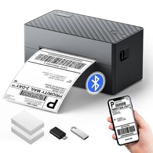 Label Printer, 4×6 Shipping Label Thermal Printer for Packages, Bluetooth Conection and Compatible with Android. iPhone.Windows, Mac, Chromebook, Amazon, Ebay, UPS.USPS, FedEx, Shopify