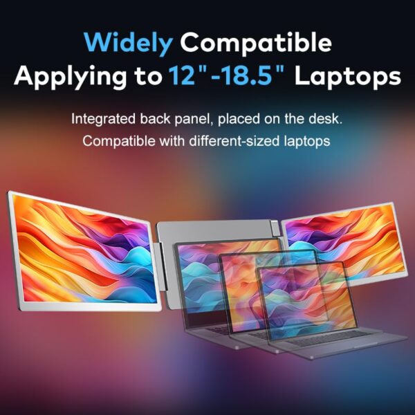 Laptop Screen Extender for Triple Display - 15.6" FHD 1080P Portable Monitor, Detachable, Plug & Play Dual Monitor Extender for 12"-18.5" Laptops, Compatible with Windows/Mac/Android/Chrome/PS3/PS4 - Image 7