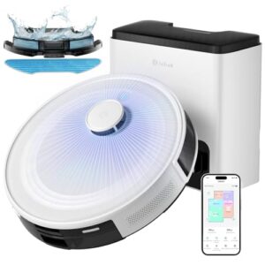 Lefent M2 Plus Robot Vacuum and Mop Combo,190° PSD Obstacle Avoidance,LIDAR Navigation,40-Day Capacity,HEPA Bagless Self Empty Base,Perfect for Pet Hair,140 Min Runtime, WiFi/App/Alexa