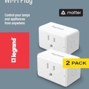 Legrand Radiant® Wi-Fi Matter Smart Plug Matter Hub Required 15A, Easy Setup, Enhanced Compatibility with Apple HomeKit, Google Home, Alexa & SmartThings, Easy Wi-Fi Connectivity w/ Matter (2 Pack)