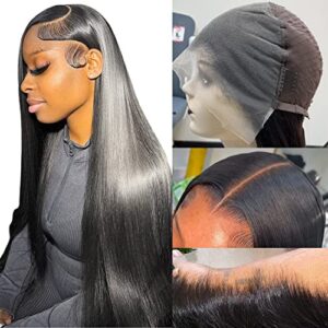 Lemoda 13×6 Full Lace Frontal Wig Human Hair HD Transparent Lace Wigs 200% Density Brazilian Virgin 15A Human Hair Straight Wigs for Black Women 13×6 Full Lace Front Wig Pre Plucked 26 inch