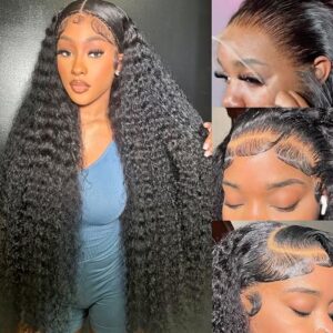Lemoda 210% Density 30 Inch 13×4 Full Frontal Lace Wigs HD Transparent Lace 12A Water Wave Frontal Wig Human Hair For Black Women 13×4 Water Wave Lace Front Wigs Human Hair Pre Plucked