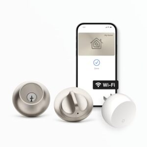 Level Lock+ WiFi Deadbolt Smart Lock – World’s Smallest Smart Lock Plus Apple Home Key – Lock/Unlock Anywhere – Level App for iOS & Android – Works with Apple Home, Alexa, GoogleHome (Satin Nickel)