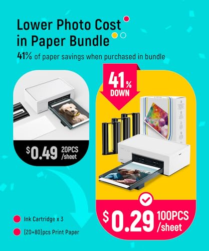 Liene M100 4x6'' Photo Printer, Phone Printer 100 Sheets & 3 Cartridges, Full-Color Photo, Portable Instant Photo Printer for iPhone Android, Thermal Dye Sublimation, Wi-Fi Picture Printer 100 Papers - Image 4
