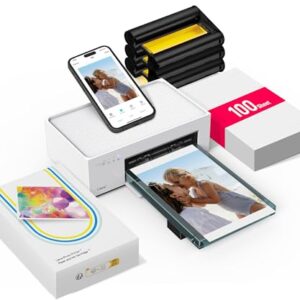 Liene M100 4×6” Photo Printer, Phone Printer 100 Sheets & 3 Cartridges, Full-Color Photo, Portable Instant Photo Printer for iPhone Android, Thermal Dye Sublimation, Wi-Fi Picture Printer 100 Papers