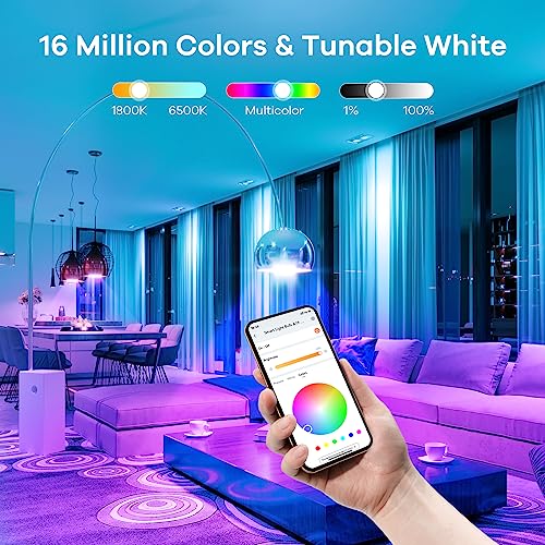 Linkind Smart Light Bulbs, Smart Bulb That Work with Alexa & Google Home, LED Light Bulbs Color Changing, 104 Preset Scene, Music Sync, A19 E26 2.4GHz RGBTW WiFi Bluetooth Light Bulb 60W, 800LM, 4Pack - Image 5