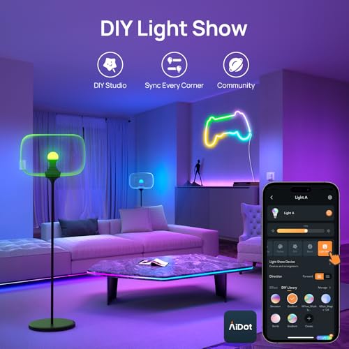 Linkind Smart Light Bulbs, Smart Bulb That Work with Alexa & Google Home, LED Light Bulbs Color Changing, 104 Preset Scene, Music Sync, A19 E26 2.4GHz RGBTW WiFi Bluetooth Light Bulb 60W, 800LM, 4Pack - Image 7