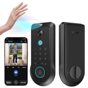 Lockin Veno Pro Palm Vein Video Smart Lock with 2K 180° Camera, Fingerprint Recognition, AI Motion Detection, IP65 Weatherproof, Remote App Control, 32GB Built-in Storage, No Monthly Fee (Pro)