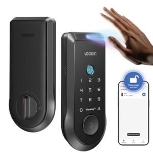 Lockin Veno Smart Lock with Palm Vein, Keyless Entry Smart Locks for Front Door with Doorbell, Fingerprint Lock Built-in WiFi, App Remote Control, 7-Month Battery Life, IP65 Waterproof
