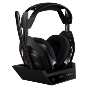 Logitech G Astro A50 Omni-Platform Wireless Gaming Headset + Base Station for PS5, Xbox, PC: PLAYSYNC Audio Switcher, <16 bit/48kHz (Console), <24 bit/48 kHz (PC), 24hr Battery, 2.4GHz & BT - Black